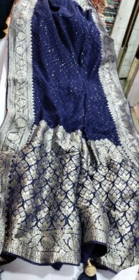 Pure Georgette Sequence Weaving Sarees (11)