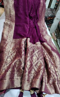Pure Georgette Sequence Weaving Sarees (13)