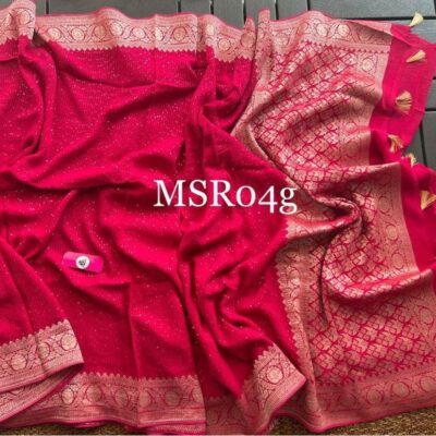 Pure Georgette Sequence Weaving Sarees (5)