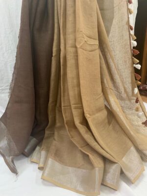 Pure Linen Sarees With Dual Shades (6)
