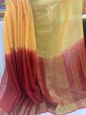 Pure Linen Sarees With Dual Shades (7)