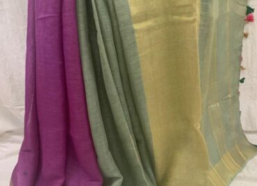 Pure Linen Sarees With Dual Shades (9)