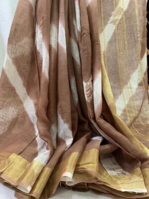Pure Linen Shibori Sarees With Blouse (1)