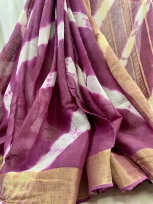 Pure Linen Shibori Sarees With Blouse (16)