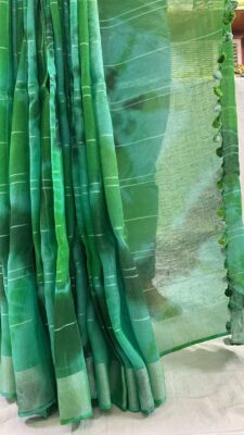Pure Linen Shibori Sarees With Blouse (31)
