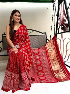 Designer Modal Silk Sarees With Ajrakh Design (1)