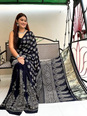 Designer Modal Silk Sarees With Ajrakh Design (11)