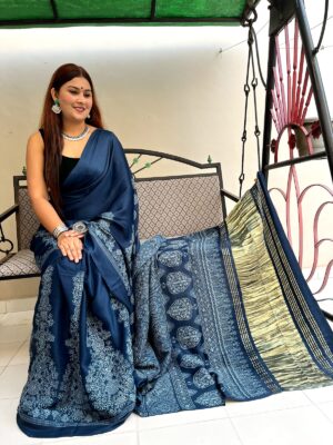 Designer Modal Silk Sarees With Ajrakh Design (2)