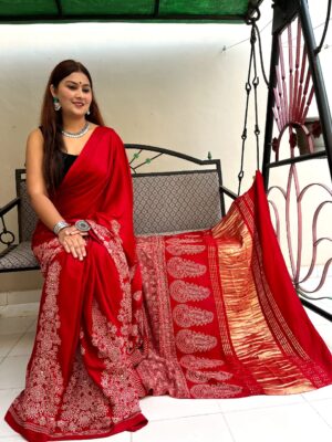 Designer Modal Silk Sarees With Ajrakh Design (5)