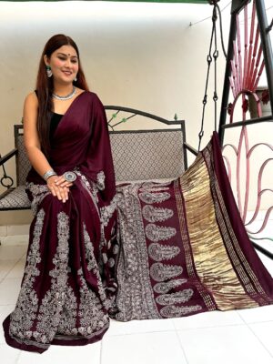 Designer Modal Silk Sarees With Ajrakh Design (8)