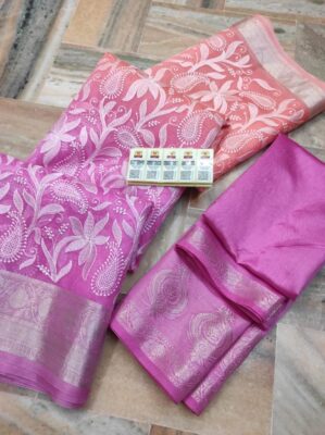 Banaras Soft Pure Organza Embroidary Sarees (6)