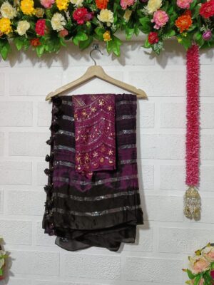 Pure Chinnon Sequence Sarees Online (9)