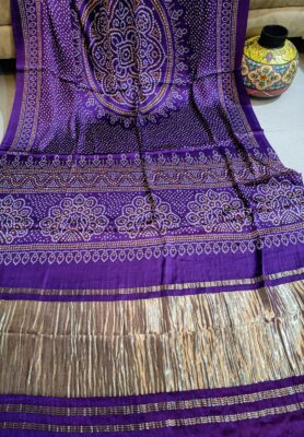 Pure Gajji Silk With Print With Blouse (1)