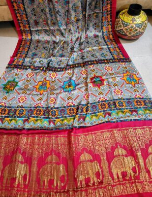 Pure Gajji Silk With Print With Blouse (12)