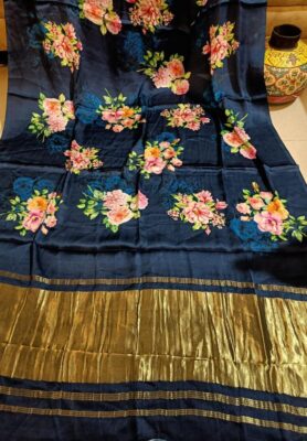 Pure Gajji Silk With Print With Blouse (15)