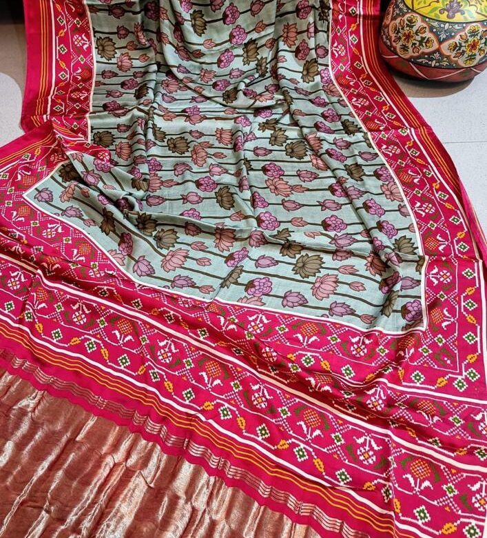 Pure Gajji Silk With Print With Blouse (20)
