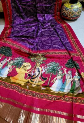 Pure Gajji Silk With Print With Blouse (28)