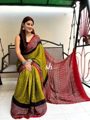 Pure Modal Silk Ajrakh Bandini Sarees (6)