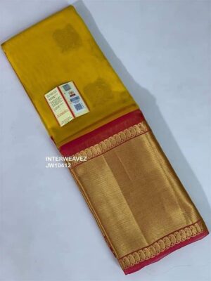 Pure Organza Sarees With Kanchi Border With Blouse (1)