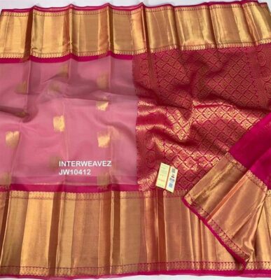 Pure Organza Sarees With Kanchi Border With Blouse (11)
