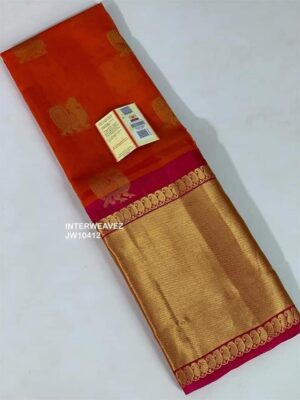 Pure Organza Sarees With Kanchi Border With Blouse (2)