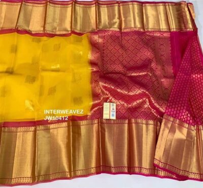 Pure Organza Sarees With Kanchi Border With Blouse (20)
