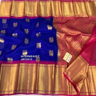 Pure Organza Sarees With Kanchi Border With Blouse (7)