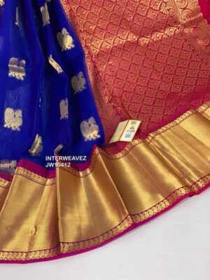 Pure Organza Sarees With Kanchi Border With Blouse (8)