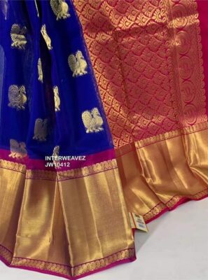 Pure Organza Sarees With Kanchi Border With Blouse (9)