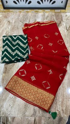 Latest Georgettedye Sarees With Blouse (4)