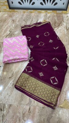 Latest Georgettedye Sarees With Blouse (5)