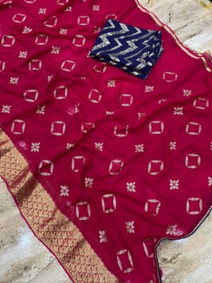 Latest Georgettedye Sarees With Blouse (6)