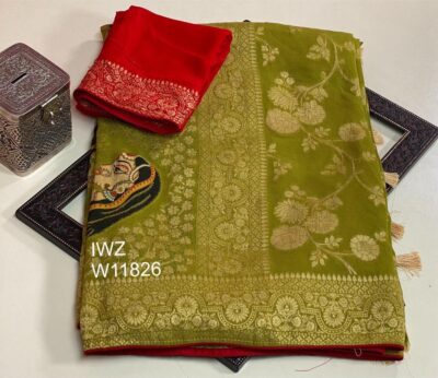 Pure Khaddi Georgette Sarees With Blouse (10)