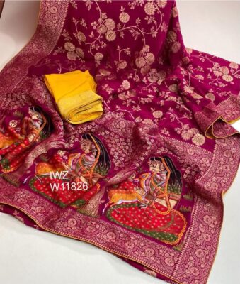 Pure Khaddi Georgette Sarees With Blouse (14)