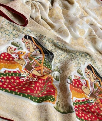 Pure Khaddi Georgette Sarees With Blouse (2)