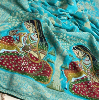 Pure Khaddi Georgette Sarees With Blouse (21)