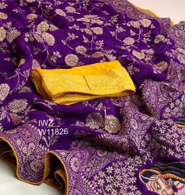 Pure Khaddi Georgette Sarees With Blouse (24)