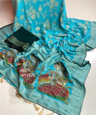 Pure Khaddi Georgette Sarees With Blouse (28)