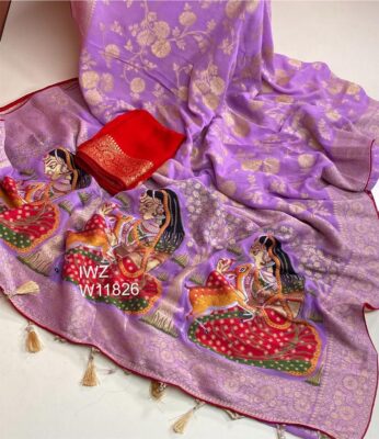 Pure Khaddi Georgette Sarees With Blouse (4)
