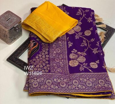 Pure Khaddi Georgette Sarees With Blouse (6)