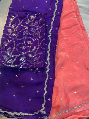 Pure Chinnon Sarees With Handwork With Blouse (2)