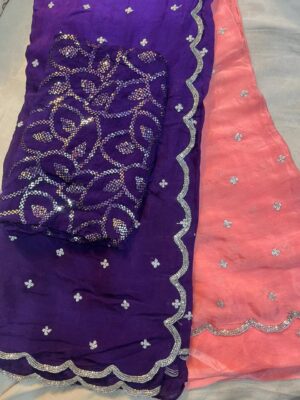 Pure Chinnon Sarees With Handwork With Blouse (4)