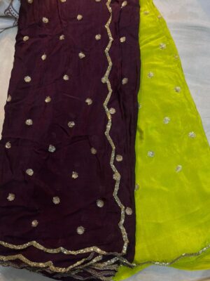 Pure Chinnon Sarees With Handwork With Blouse (7)