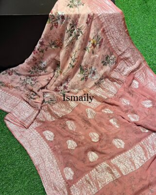Banaras Handwoven Georgette Printed Sarees (7)