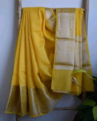 Beautiful Colors In Banras Linen Sarees (1)