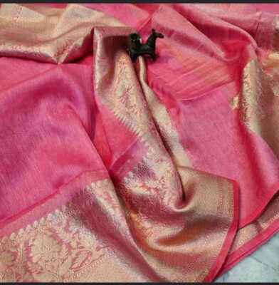 Beautiful Colors In Banras Linen Sarees (14)