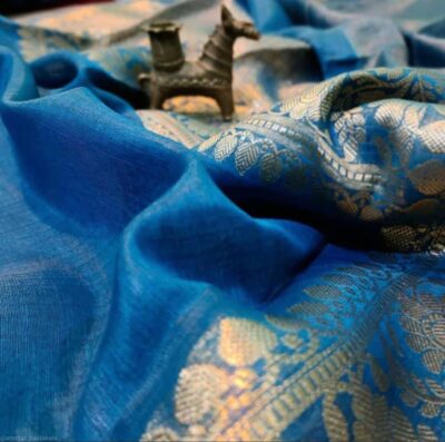 Beautiful Colors In Banras Linen Sarees (15)