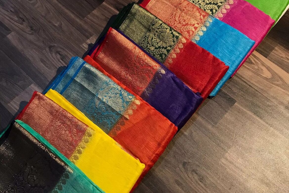 Beautiful Colors In Banras Linen Sarees (48)