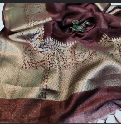 Beautiful Colors In Banras Linen Sarees (9)