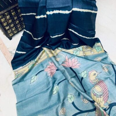 Pure Desi Tussar Silk Shibori Dyeing Sarees (13)